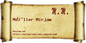 Müller Mirjam névjegykártya